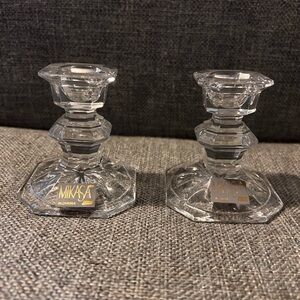 Brand New Never Used Mikasa Edinburgh Pair of Crystal Candle Stick Holders